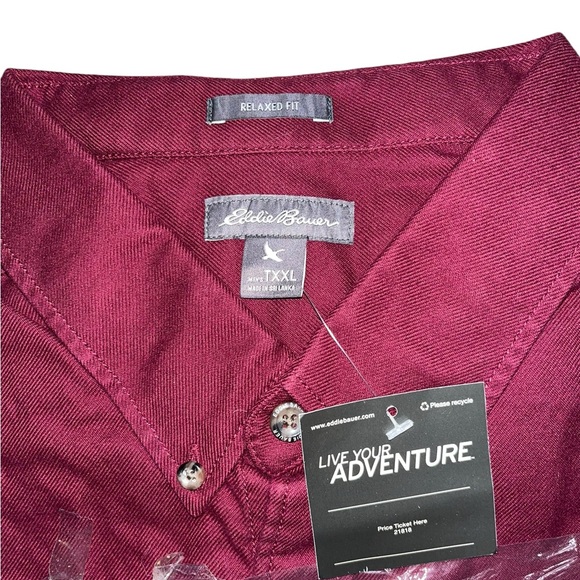Eddie Bauer Other - Eddie Bauer Dark Berry Burgundy Button-Up Shirt Size TXXL